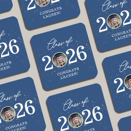 Class of 2026 Gold Glitter Graduation Rechteckiger Pappuntersetzer