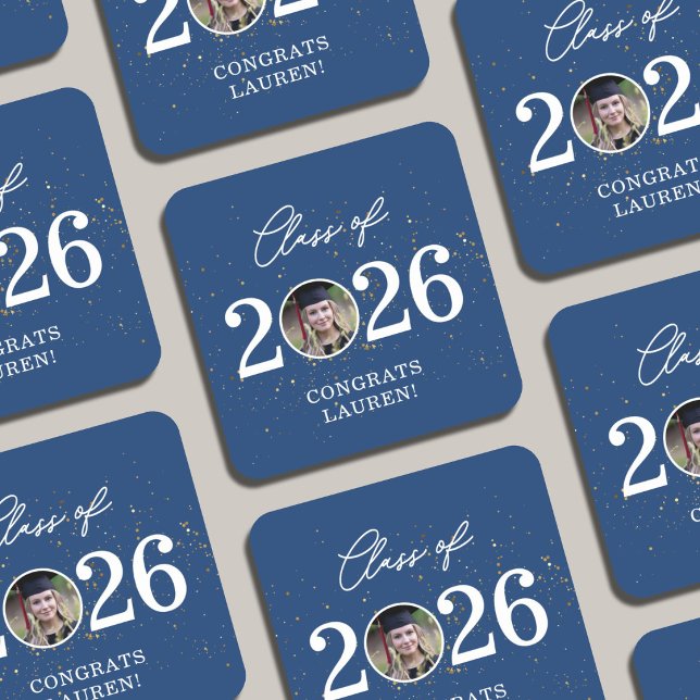 Class of 2026 Gold Glitter Graduation Rechteckiger Pappuntersetzer (Von Creator hochgeladen)