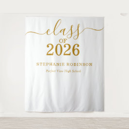 Class of 2026 Gold Script Graduation Backdrop Prop Wandteppich