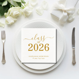 Class of 2026 Gold Script Typography Graduation  Serviette