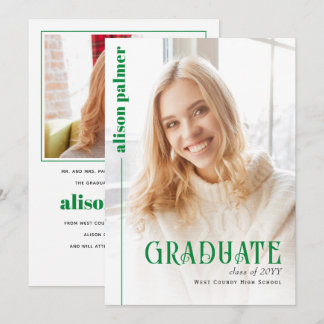 Class of 2026 GRADUATE minimalist green photo Ankündigung