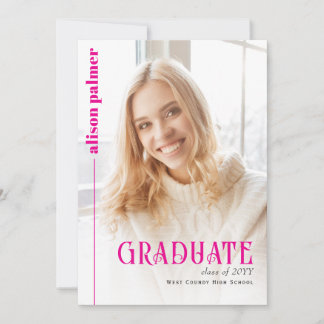 Class of 2026 GRADUATE minimalist hot pink photo Ankündigung