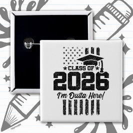Class of 2026 Graduation Distressed Flag Design Button