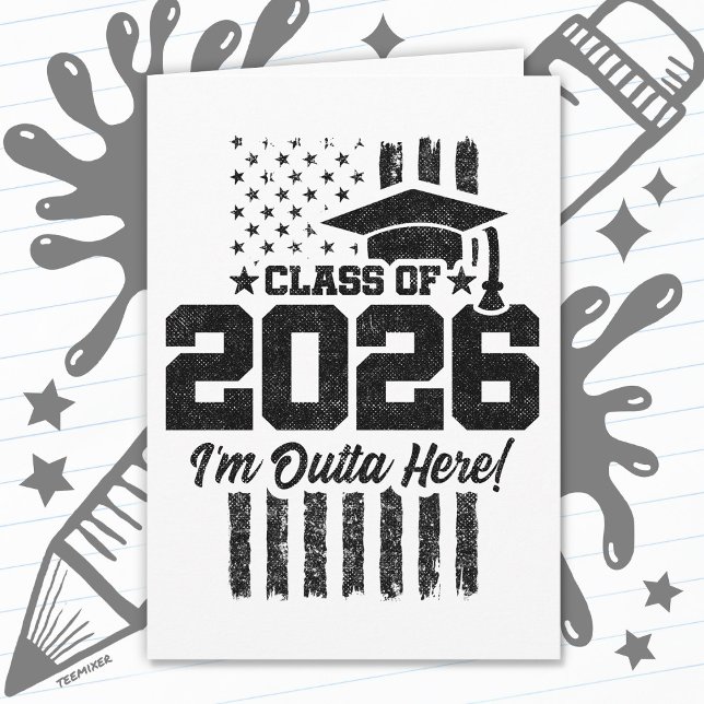 Class of 2026 Graduation Distressed Flag Design Karte (Von Creator hochgeladen)