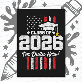 Class of 2026 Graduation Fun Quote Distressed Flag Karte