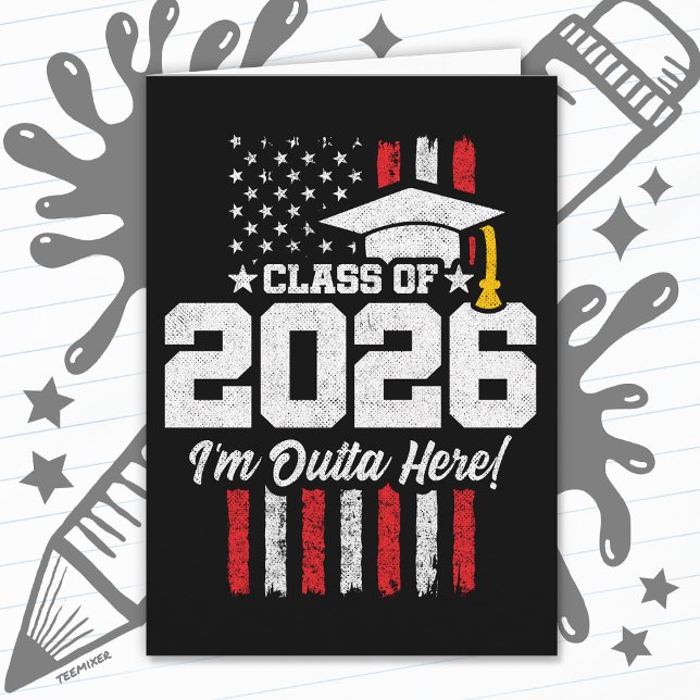 Class of 2026 Graduation Fun Quote Distressed Flag Karte (Von Creator hochgeladen)