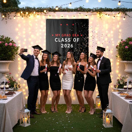Class of 2026 Graduation Photo Booth Backdrop Red Wandteppich