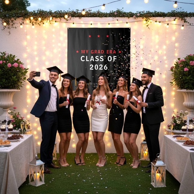 Class of 2026 Graduation Photo Booth Backdrop Red  Wandteppich (Von Creator hochgeladen)