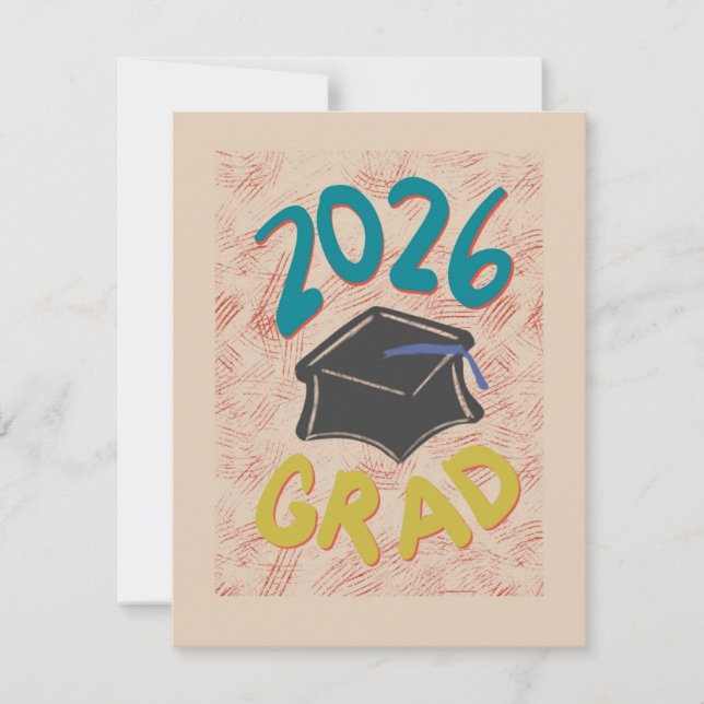 Class of 2026 Grunge Style Graduation Announcement (Vorderseite)