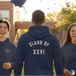 Class of 2026 Navy Embroidered Graduation  Hoodie