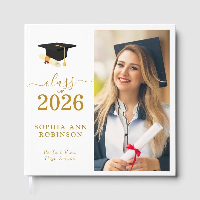 Class of 2026 Photo Modern Graduation Party Gästebuch (Vorderseite)