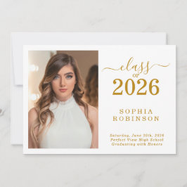 Class of 2026 Photo Simple Graduation Announcement Einladung