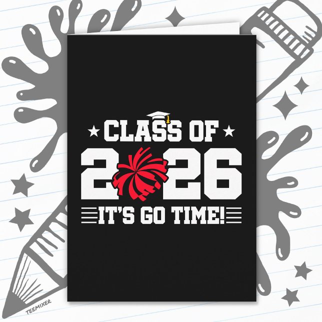 Class of 2026 Red Cheer Graduation It’s Go Time Karte (Von Creator hochgeladen)