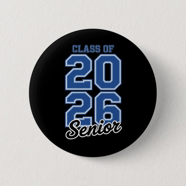 Class Of 2026 Senior Blue Graduation Graduate Button (Vorderseite)