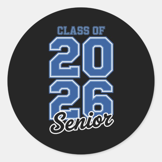 Class Of 2026 Senior Blue Graduation Graduate Runder Aufkleber (Vorderseite)