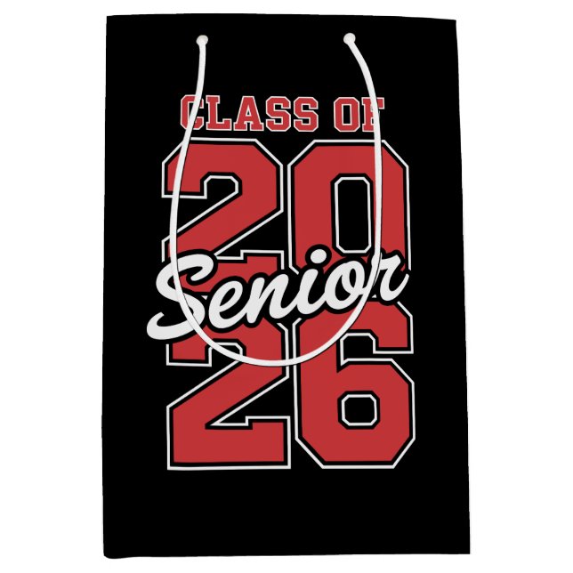 Class Of 2026 Senior Red Graduation 26 Graduate Mittlere Geschenktüte (Vorderseite)