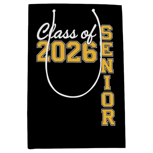 Class Of 2026 Senior Yellow Graduation Graduate Mittlere Geschenktüte (Vorderseite)