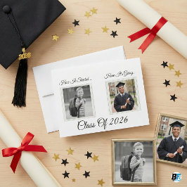 Class of 2026 Then and Now Photo Graduation Card Feiertagskarte