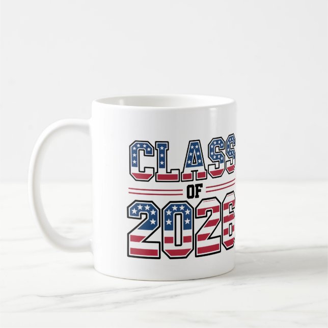 Class of 2026 USA Flag Graduation Kaffeetasse (Links)