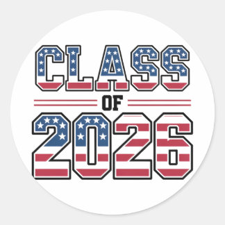 Class of 2026 USA Flag Graduation Runder Aufkleber