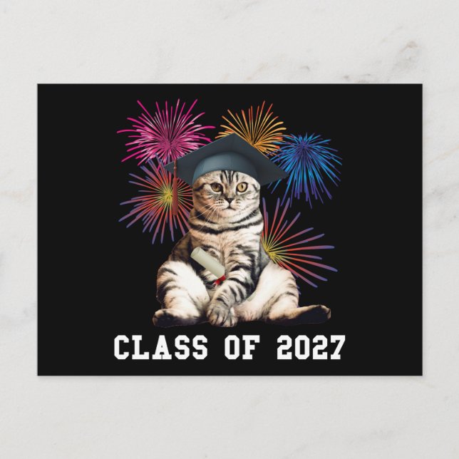 Class of 2027 Cat Lover Postkarte (Vorderseite)