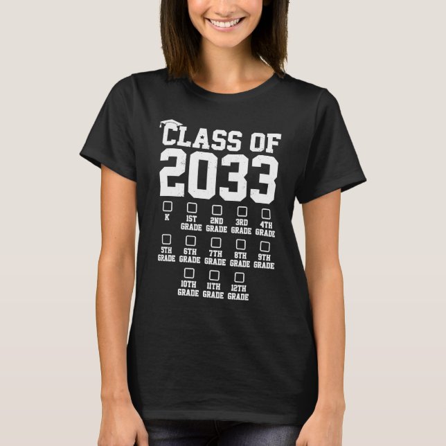 Class Of 2033 Grow With Me Check Mark First Day Of T-Shirt (Vorderseite)