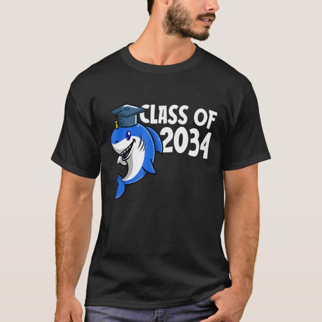 Class Of 2034 Shark Graduate Pre K Kindergarten Pr T-Shirt (Vorderseite)