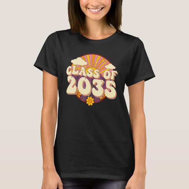 Class Of 2035 Back To School Groovy Retro Grow Wit T-Shirt (Vorderseite)