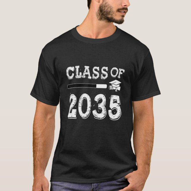 Class of 2035 Grow With Me First Day of School Gra T-Shirt (Vorderseite)