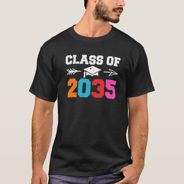 Class Of 2035 Leopard Pre k Grow with Me Graduatio T-Shirt (Vorderseite)