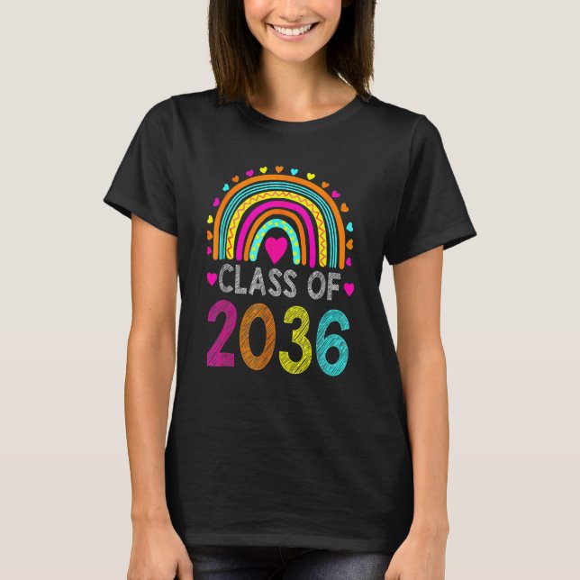 Class Of 2036 Rainbow Pre K Kindergarten Graduatio T-Shirt (Vorderseite)