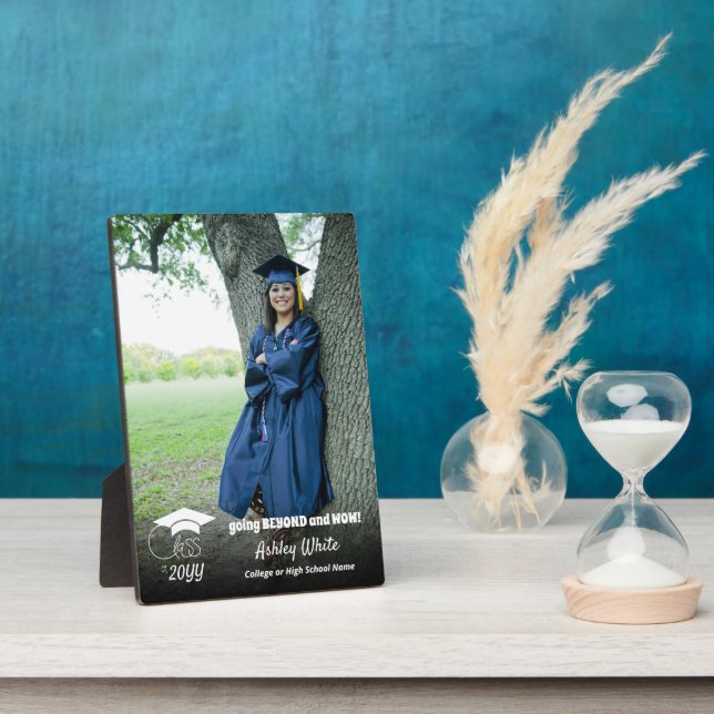 Class of - Custom Grad Photo-White Script Fotoplatte (Seite)