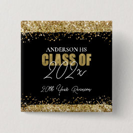 Class Wiedersehen Black and Gold Glitzer Button