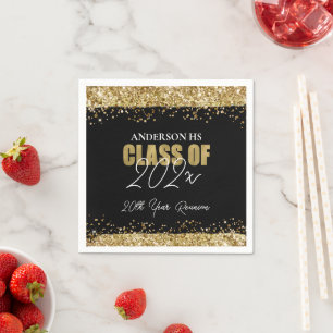 Class Wiedersehen Black and Gold Glitzer Serviette