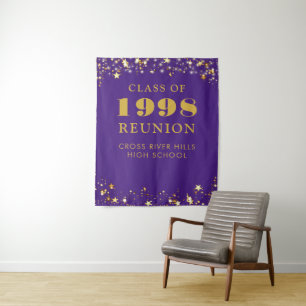 Class Wiedersehen Foto Stand Lila Gold Background Wandteppich
