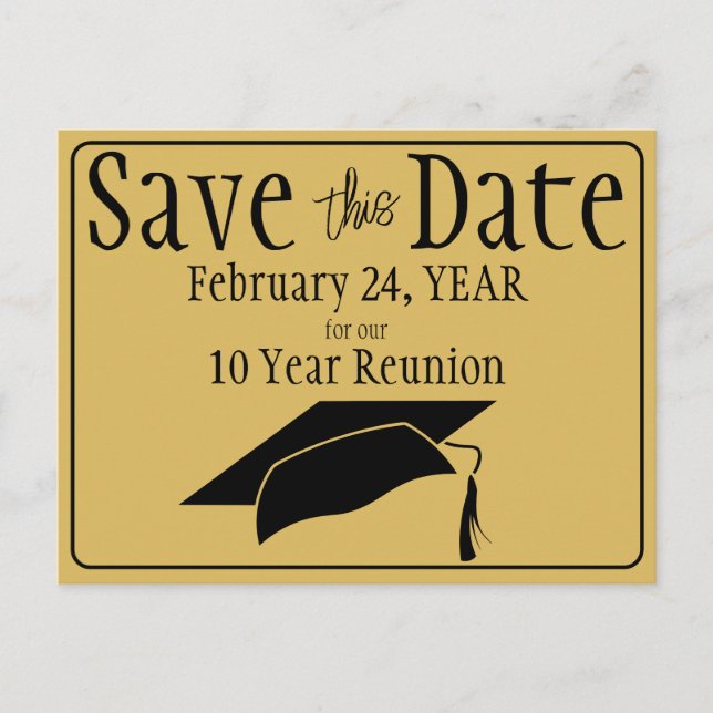 Class Wiedersehen Save the Date Black Gold QR Code Postkarte (Vorderseite)