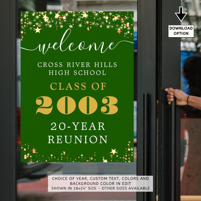 Class Wiedersehen Year Welcome Green Gold Stars Poster (Von Creator hochgeladen)