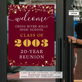 Class Wiedersehen Year Welcome Maroon Gold Stars Poster