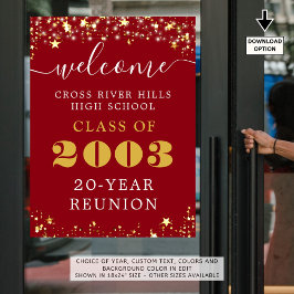 Class Wiedersehen Year Welcome Red Gold Stars Poster