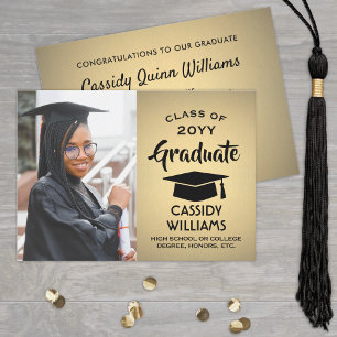Class Year Gold Ombre und Black Abschluss Foto Einladung