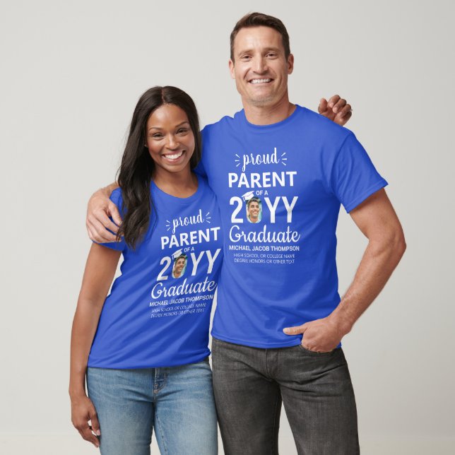 Class Year Graduate Photo Proud Parent or Any Text T-Shirt (Unisex)