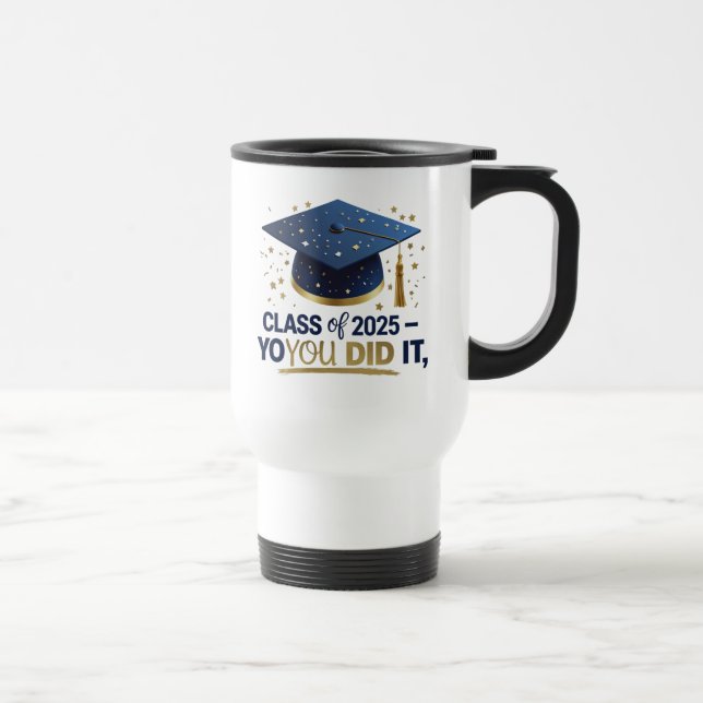 Classe Blue & Gold de 2025 Graduation Travel Mug (Droite)