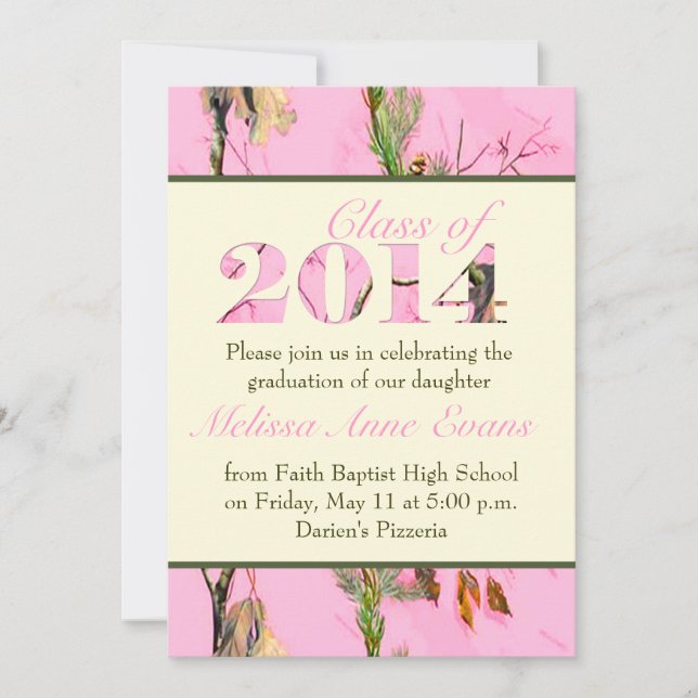 Classe Camo Rose de 2014 Graduation Invitation (Devant)