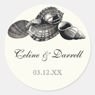 Classe Coques Noir n Crème Mariage Sticker ou Scea