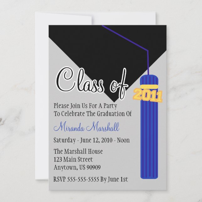 Classe De 2011 Tassel Graduation Invitation (Bleu) (Devant)