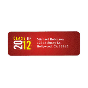 Classe de 2012 étiquettes de retour de rouge/jaun