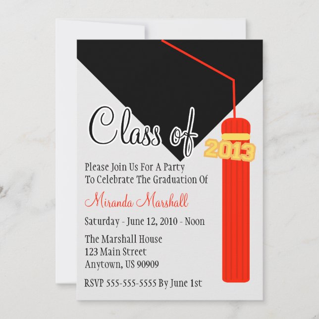 Classe De 2013 Tassel Invitation De Graduation (Ro (Devant)