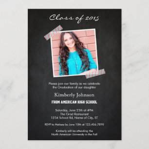 Classe de 2015 Chalkboard Graduation Invitation