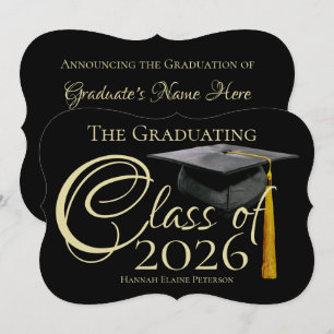 Classe de 2018 Black Graduation Faire-part