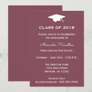 Classe De 2018 Casquette Invitation De Graduation 